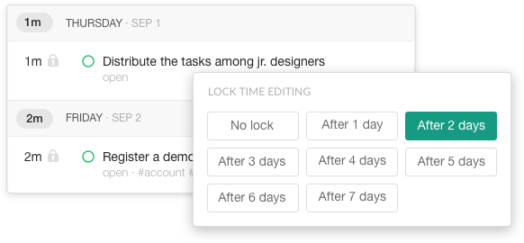 Locking time editing