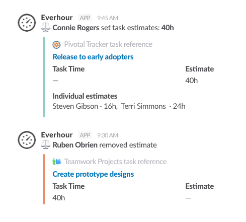 Slack time tracking integration - Estimates