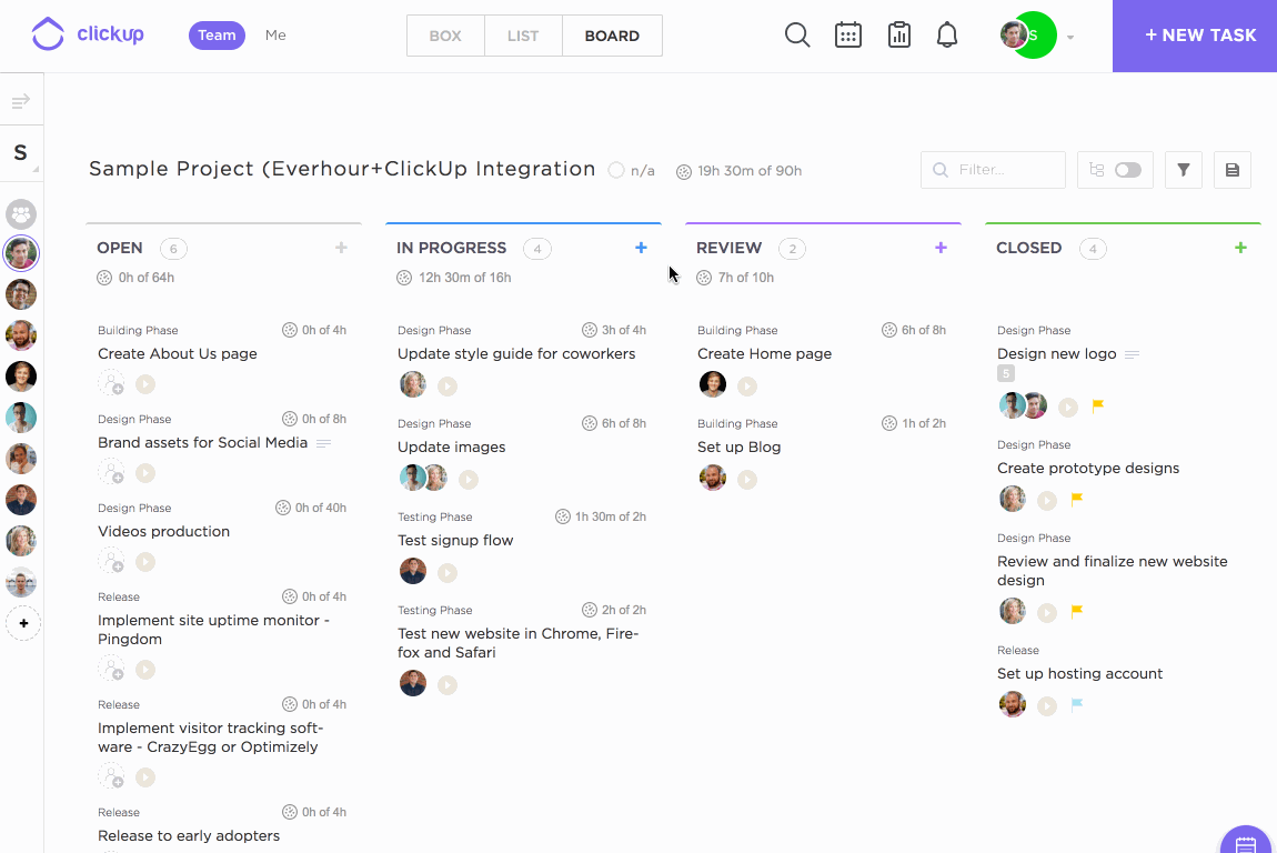 Time tracking and estimates inside ClickUp