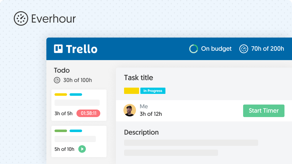 Trello Time Tracking by Everhour. 