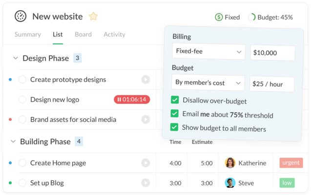 Multi-project team management dashboard