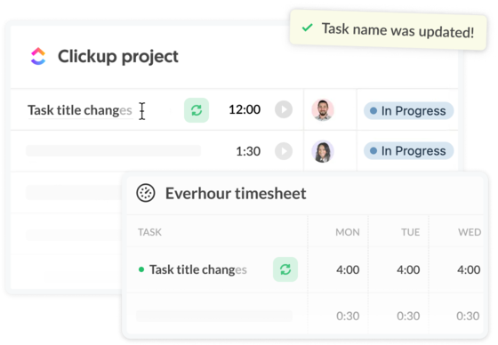 Everhour ClickUp data sync