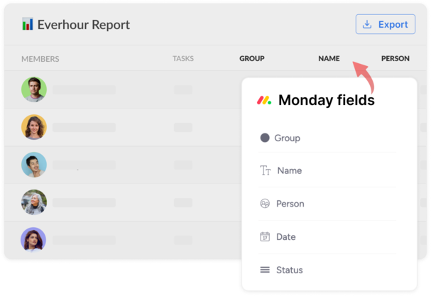 Monday Everhour custom fields in reports
