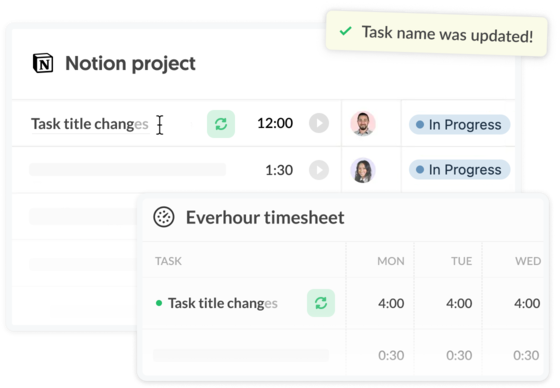 Everhour Notion data sync