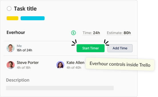 Trello Everhour native controls