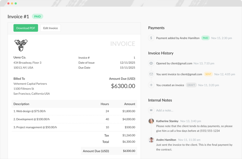 Automated invoicing from time tracking