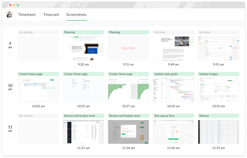 everhour tour time tracking screenshots