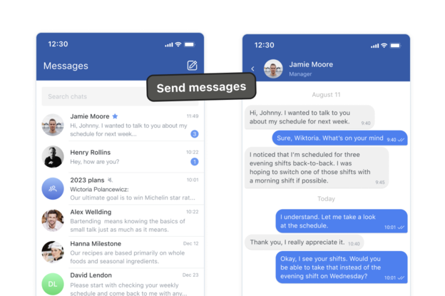 Private 1:1 communication in Shifts