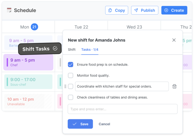 Link tasks with employee shift schedules
