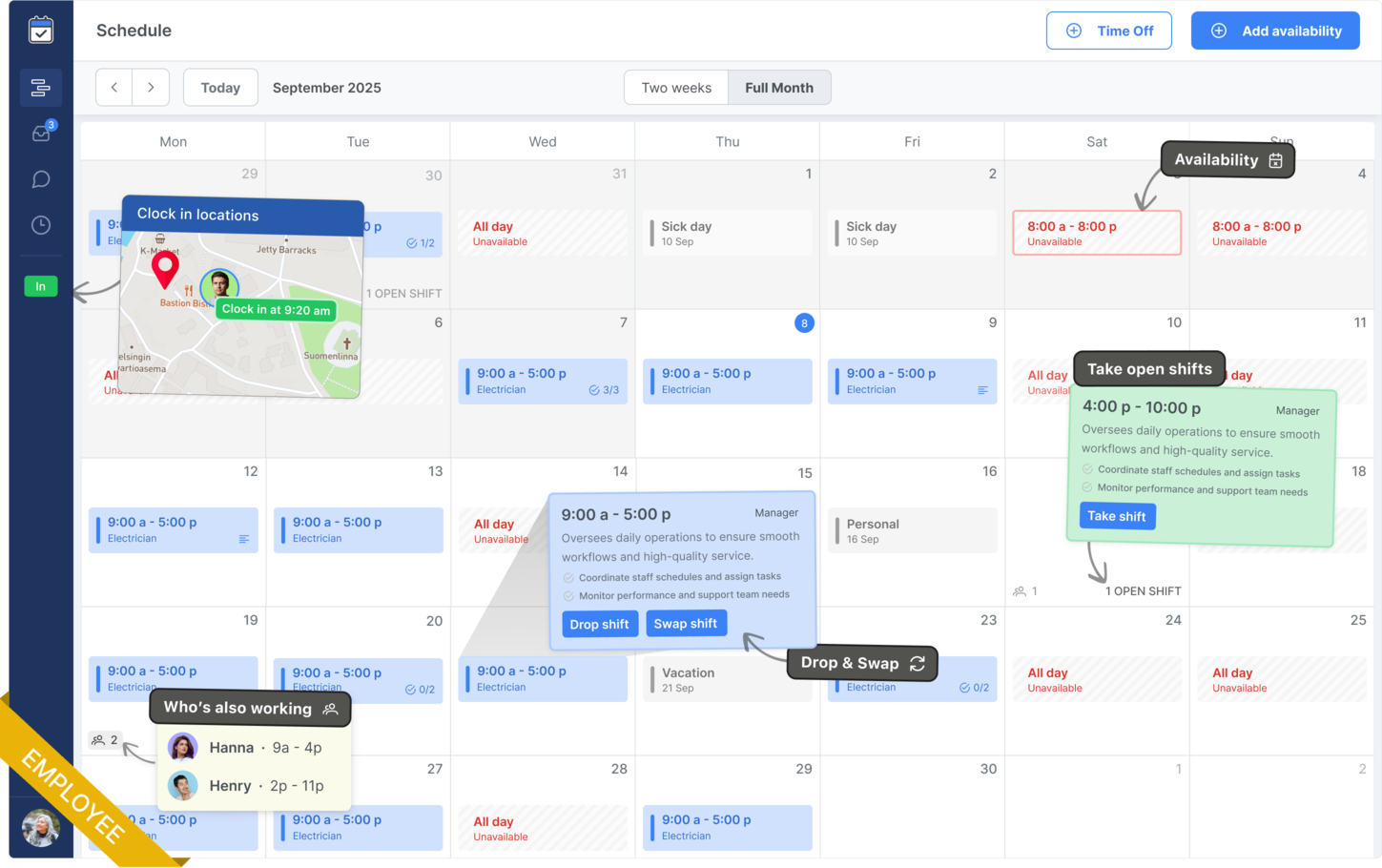 Electrician Scheduling Software Employee View