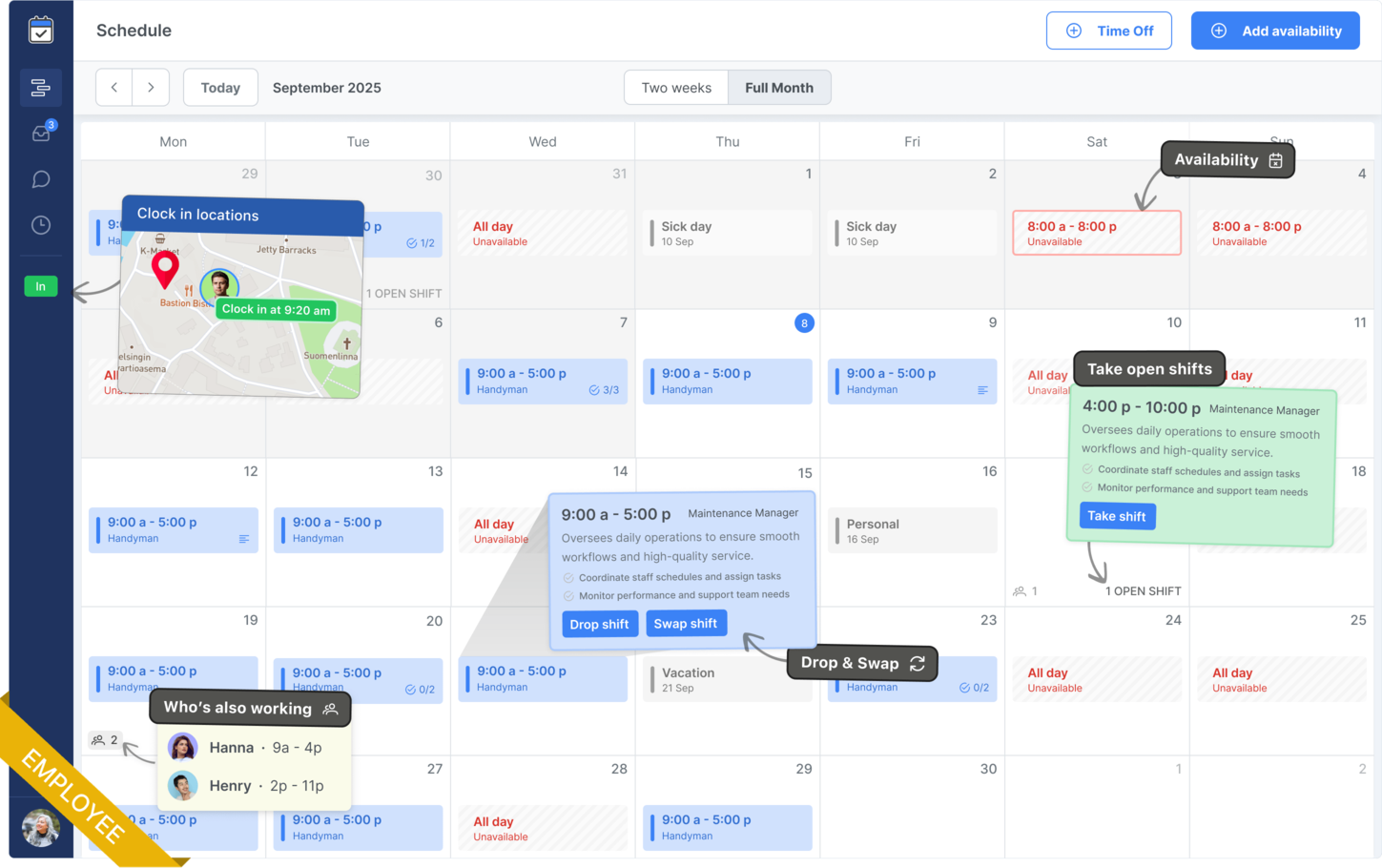 Handyman Scheduling Software Employee View