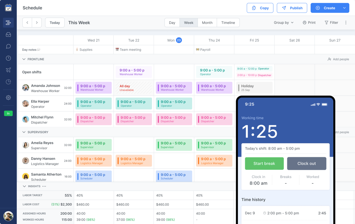 Fleet manager scheduling dashboard