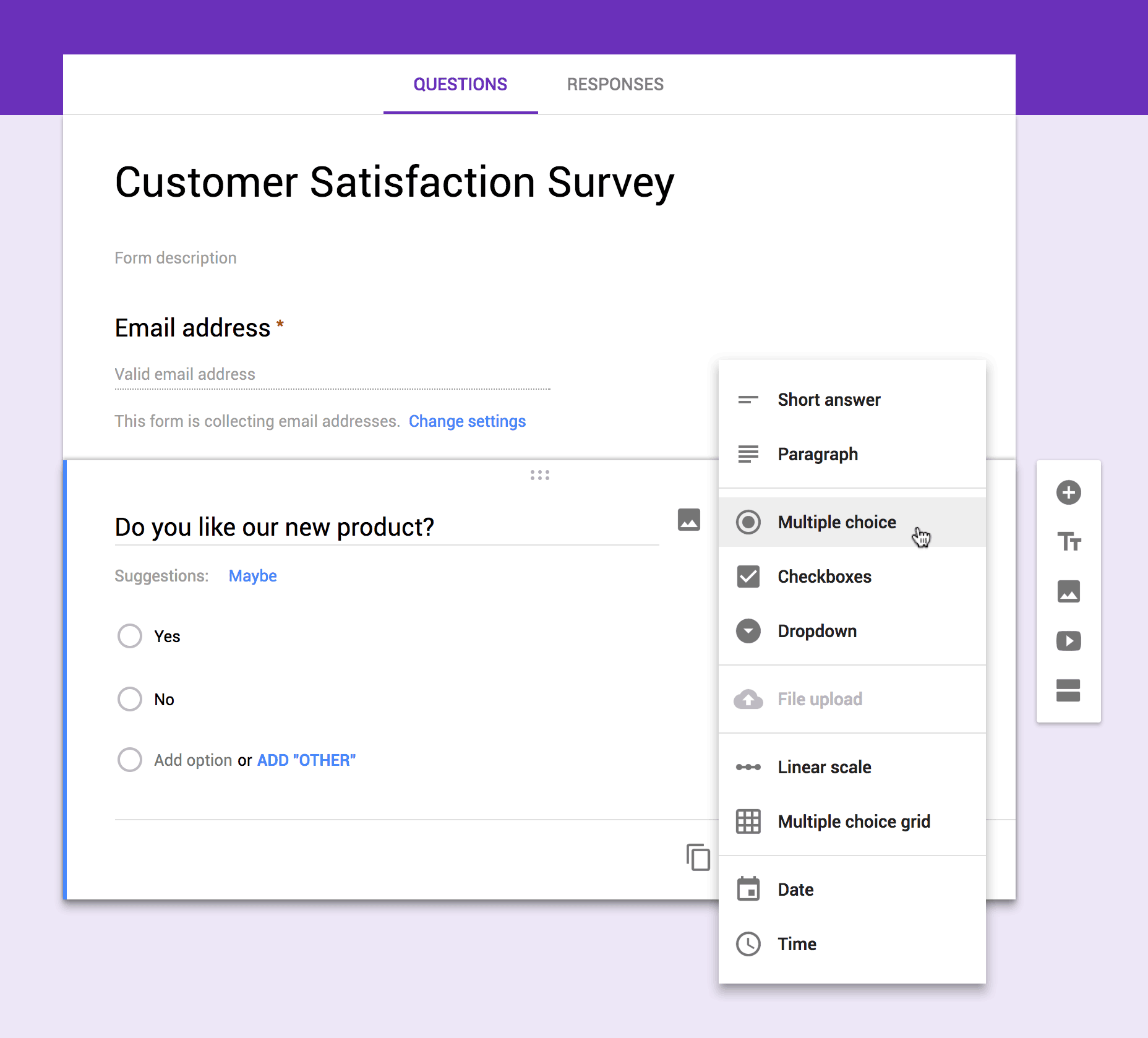 google docs survey collect information