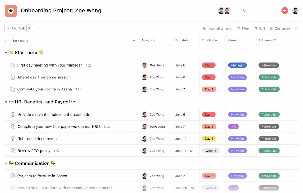 stay organized with pre-built and custom asana templates