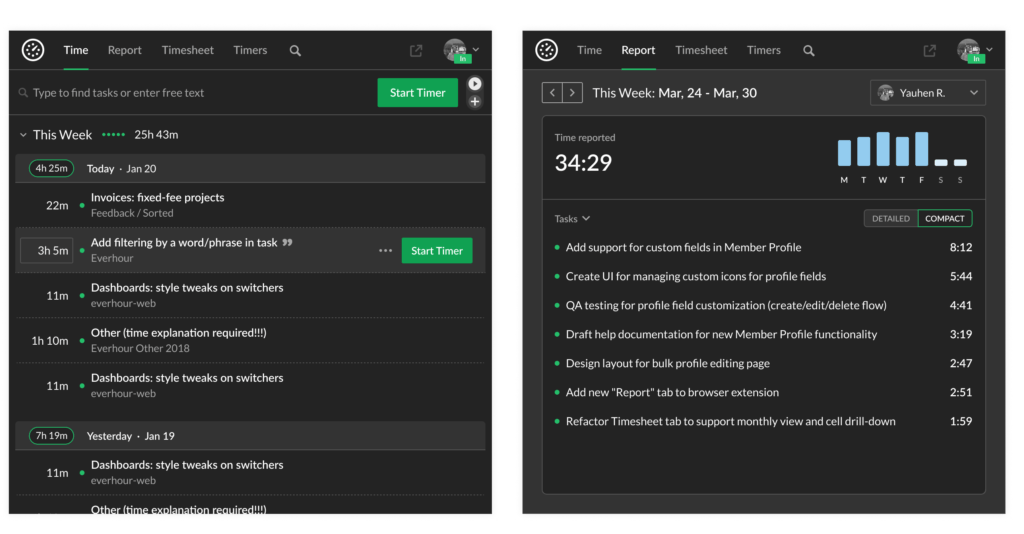 everhour extension gets dark mode, sidebar customization, and more
