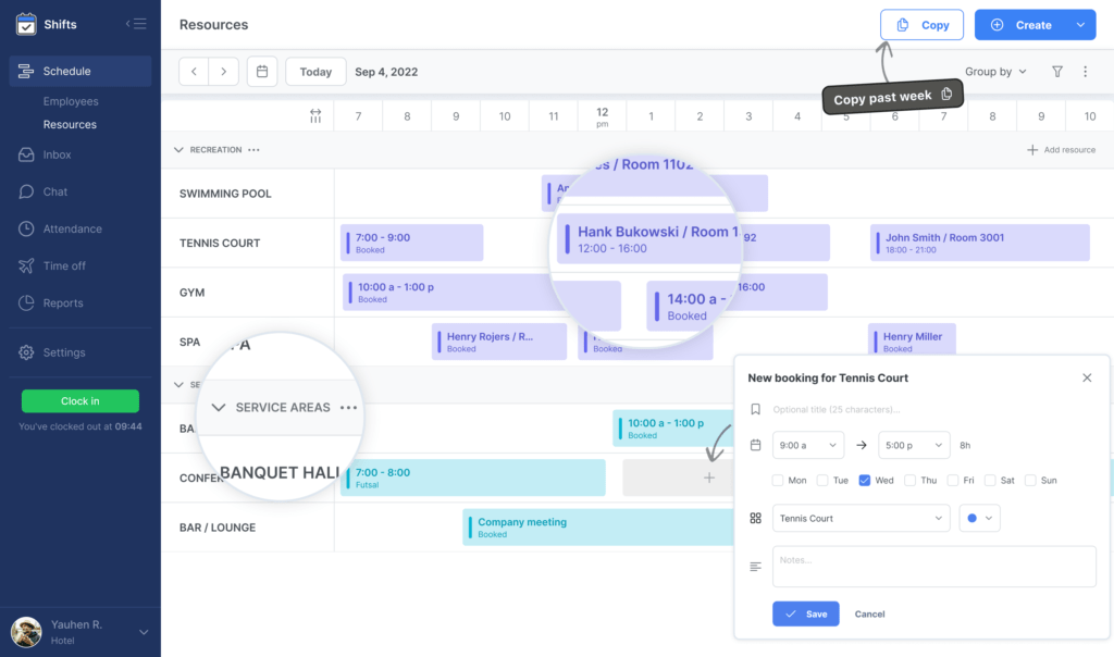 introducing resource scheduling in shifts