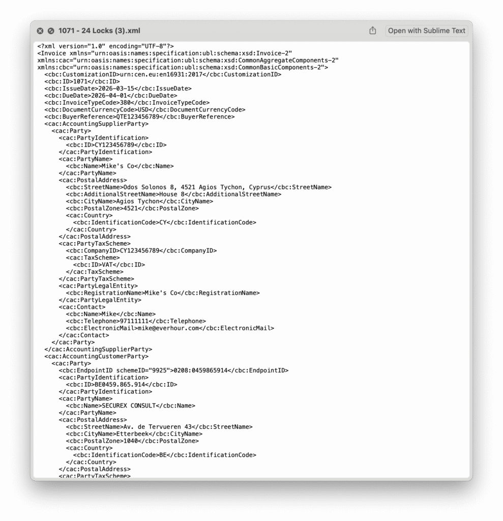 e-invoicing: everhour now supports ubl export and peppol-ready invoices