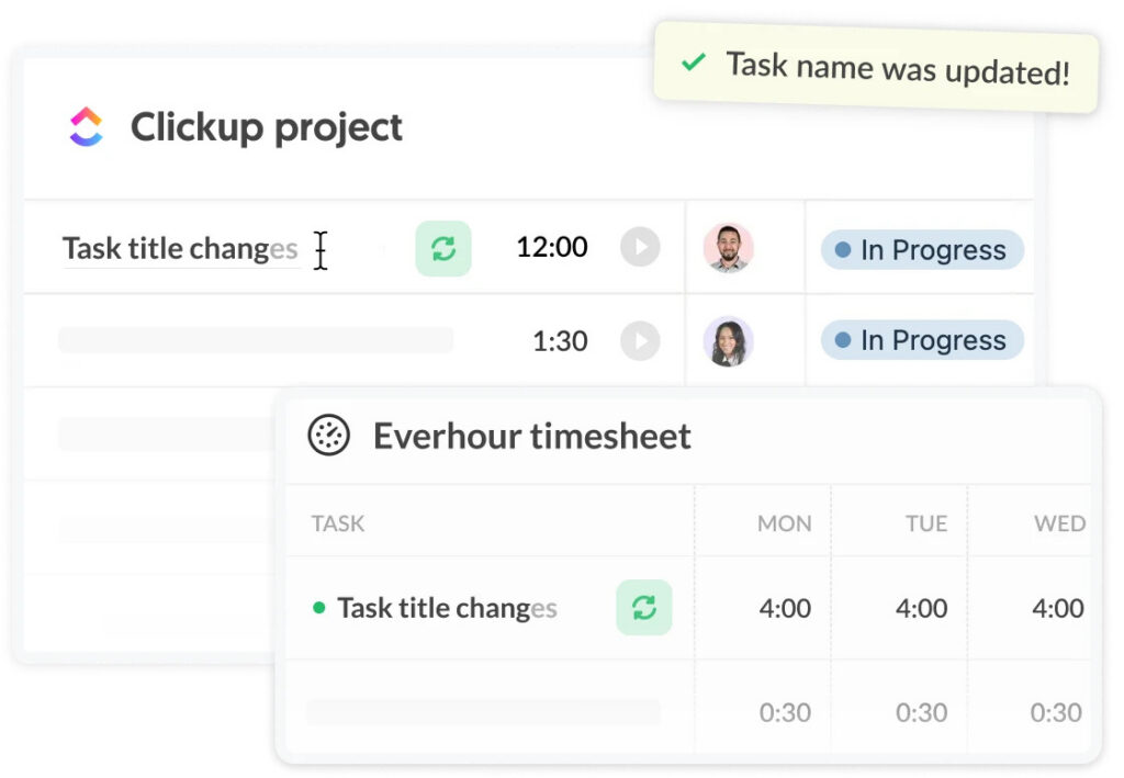 clickup everhour sync