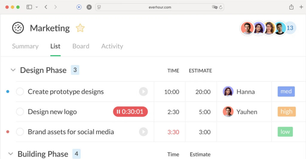 everhour controls