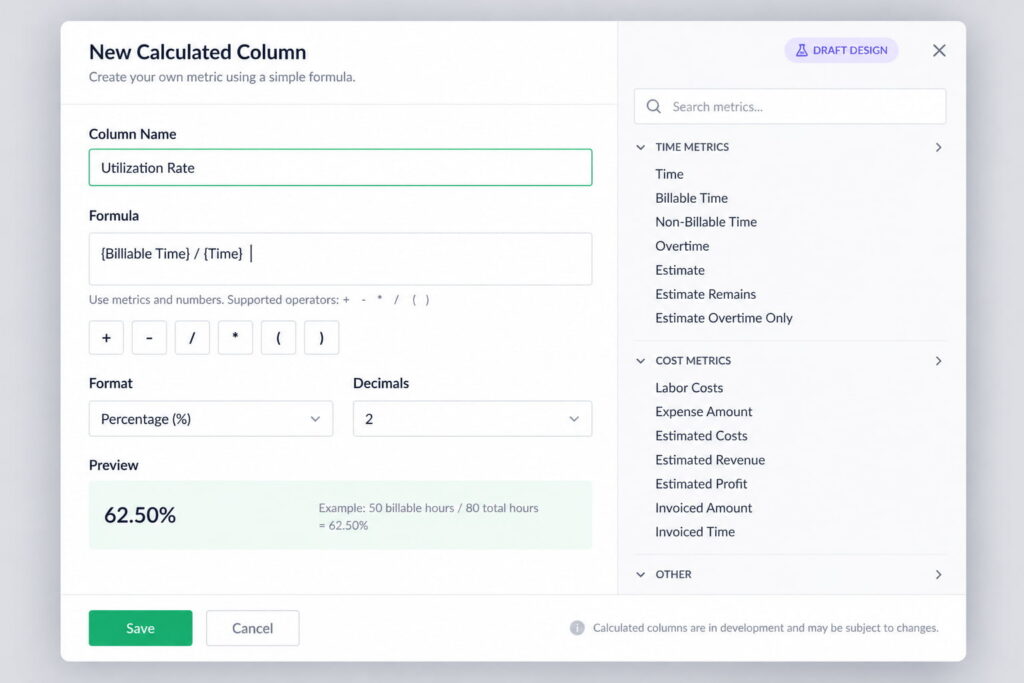 everhour reports custom column